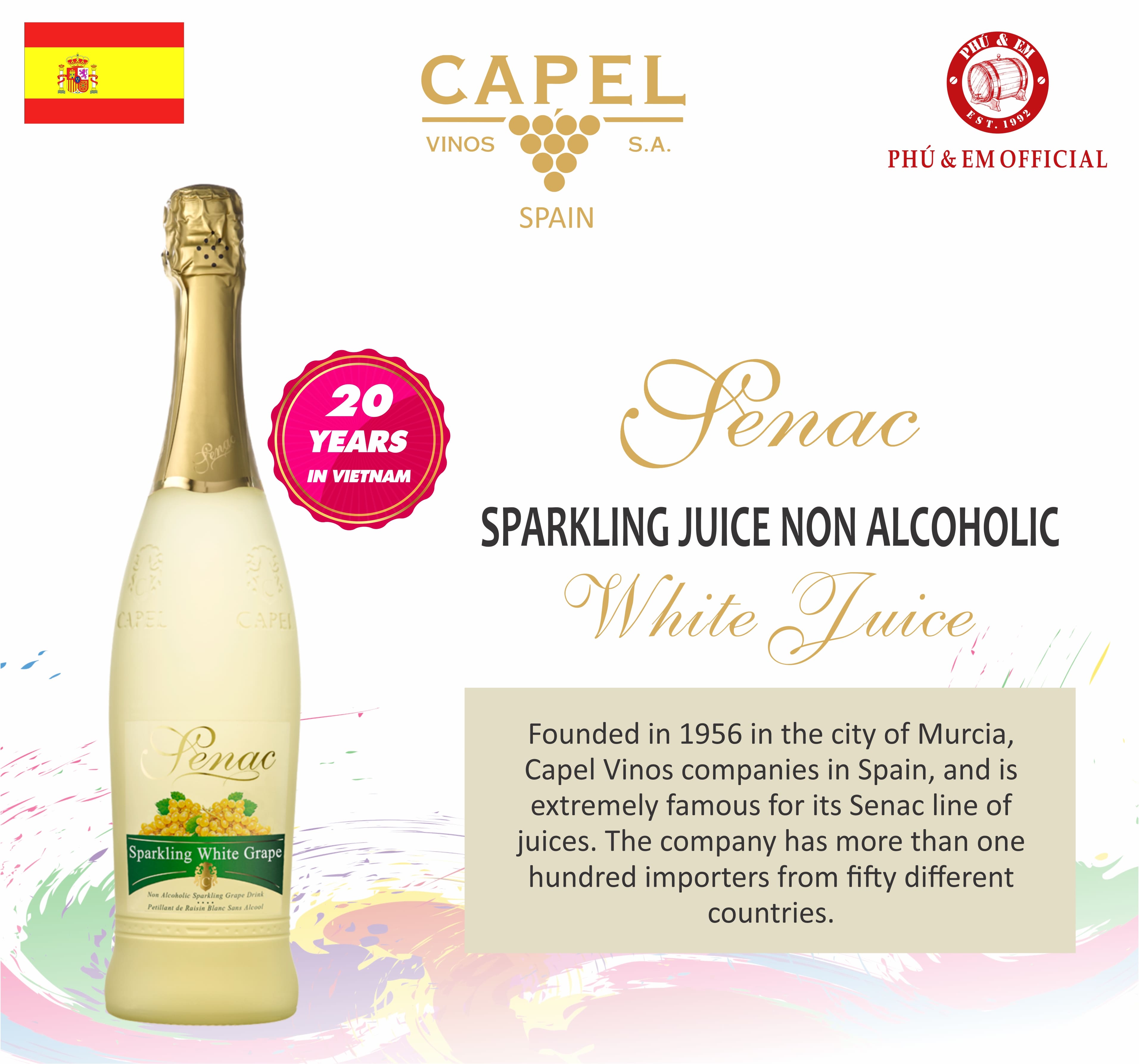 Nước Trái Cây Lên Men Không Cồn Tây Ban Nha Senac Reserva Vị Nho Trắng