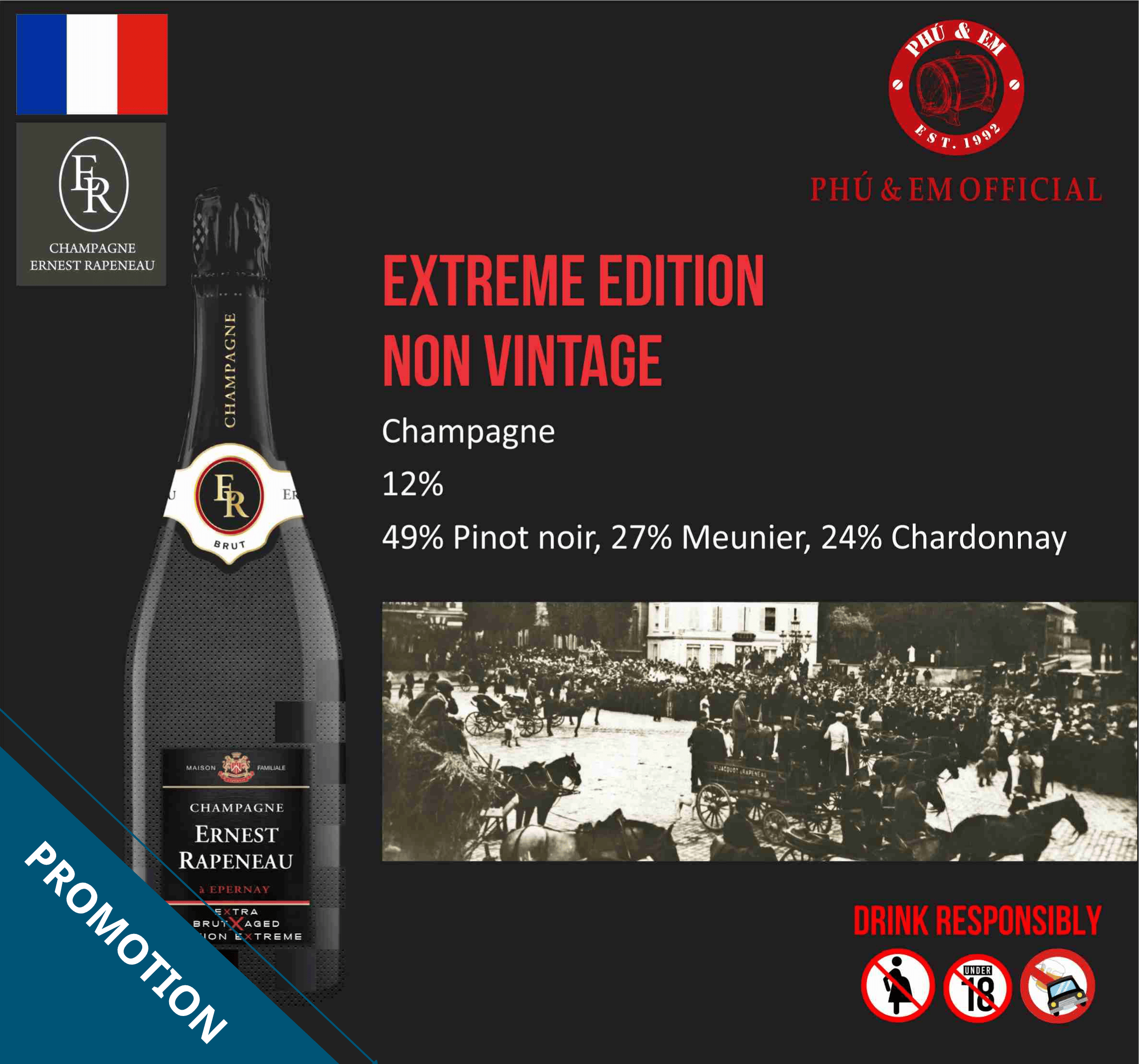 [MUA 1 TẶNG 2] Rượu Champagne Pháp Ernest Rapeneau Extra Brut Edition Extreme