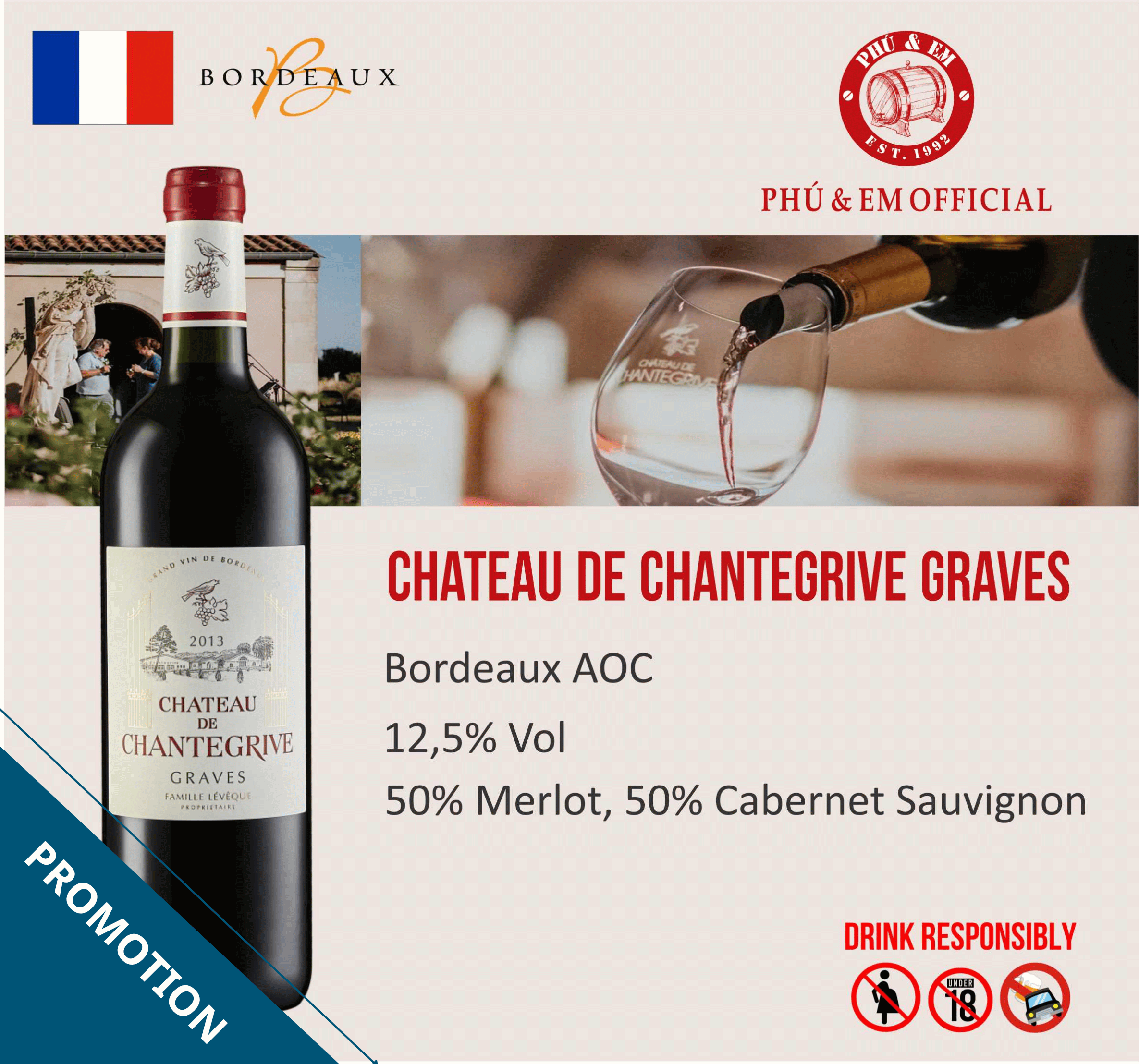 [CHƯƠNG TRÌNH THÁNG TÁM] Rượu Vang Đỏ Pháp Chateau de Chantegrive