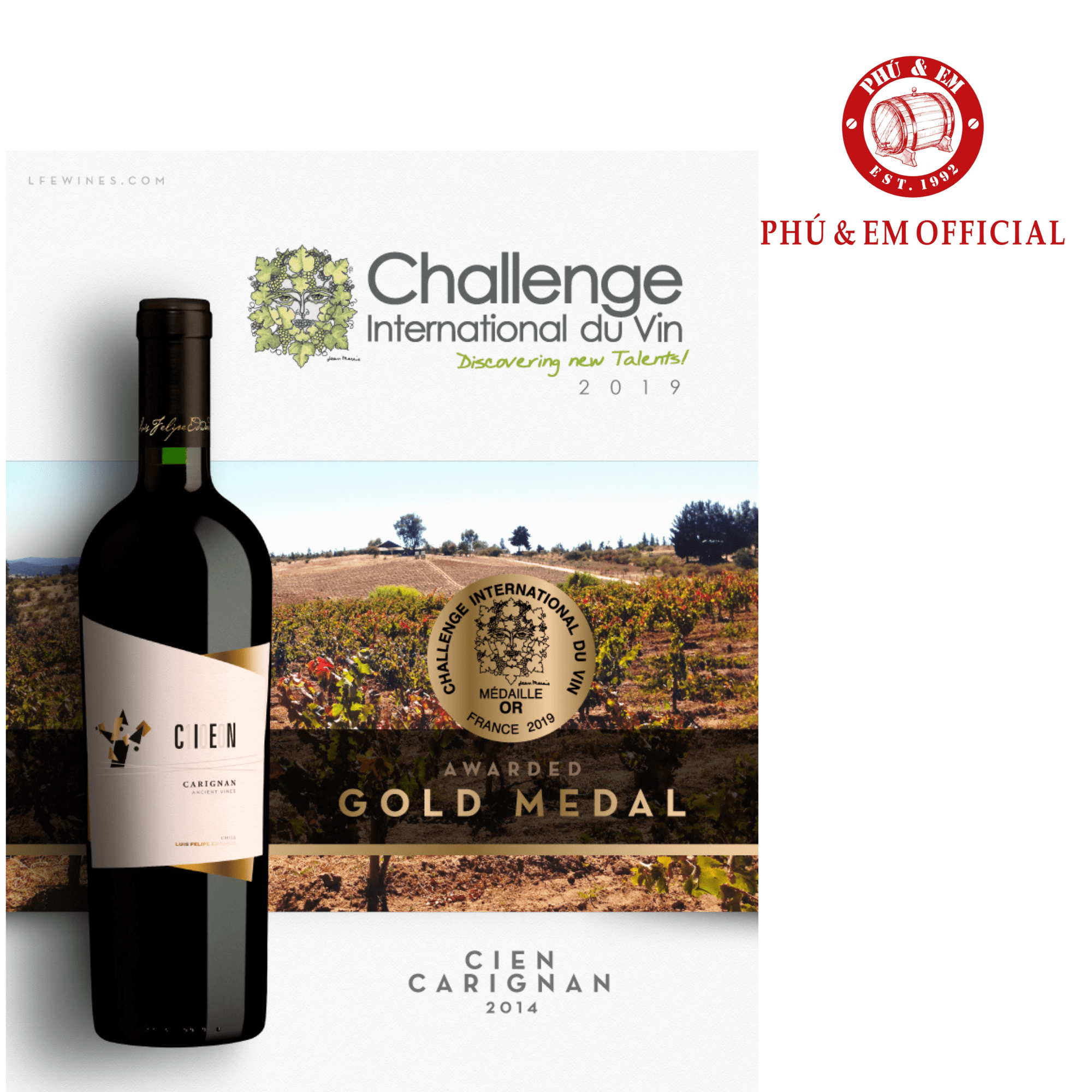  [CHƯƠNG TRÌNH THÁNG TÁM] Rượu Vang Đỏ Chile Luis Felipe Edwards Cien 100 Carignan 