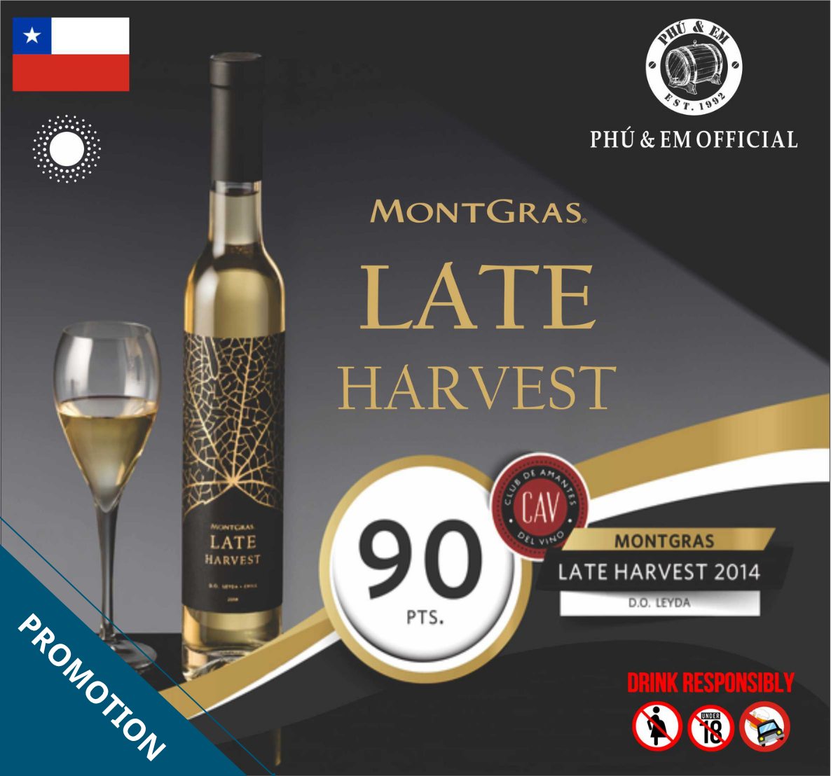 [CHƯƠNG TRÌNH THÁNG TÁM] Rượu Vang Trắng Chile MontGras Late Harvest